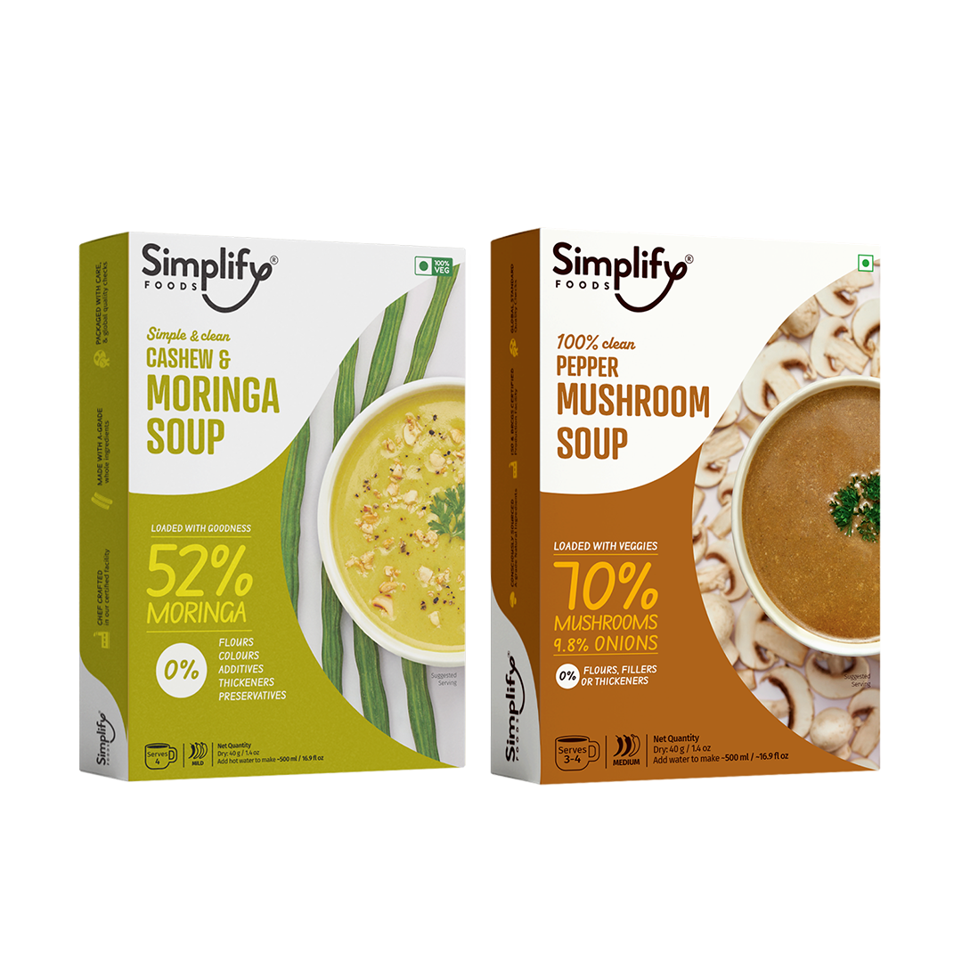 Cashew & Moringa Soup + Pepper Mushroom Soup