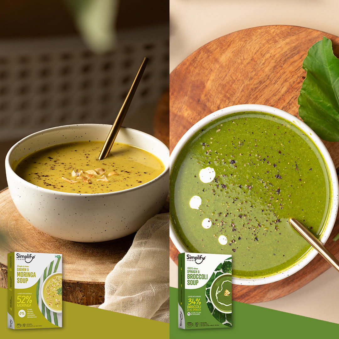 Cashew & Moringa Soup + Spinach & Broccoli Soup