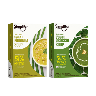 Cashew & Moringa Soup + Spinach & Broccoli Soup