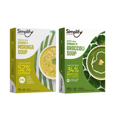 Cashew & Moringa Soup + Spinach & Broccoli Soup