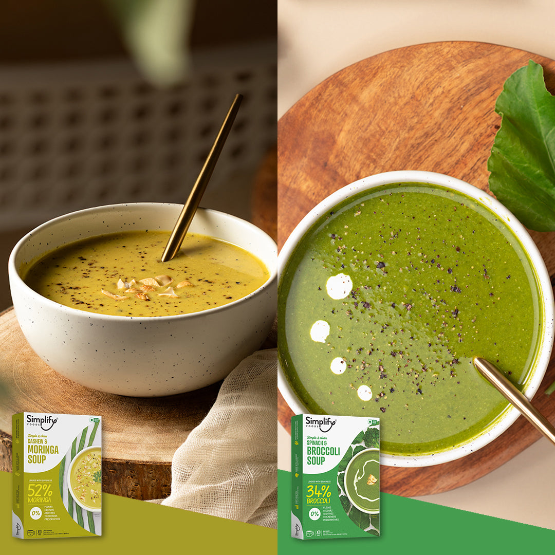 Cashew & Moringa Soup + Spinach & Broccoli Soup
